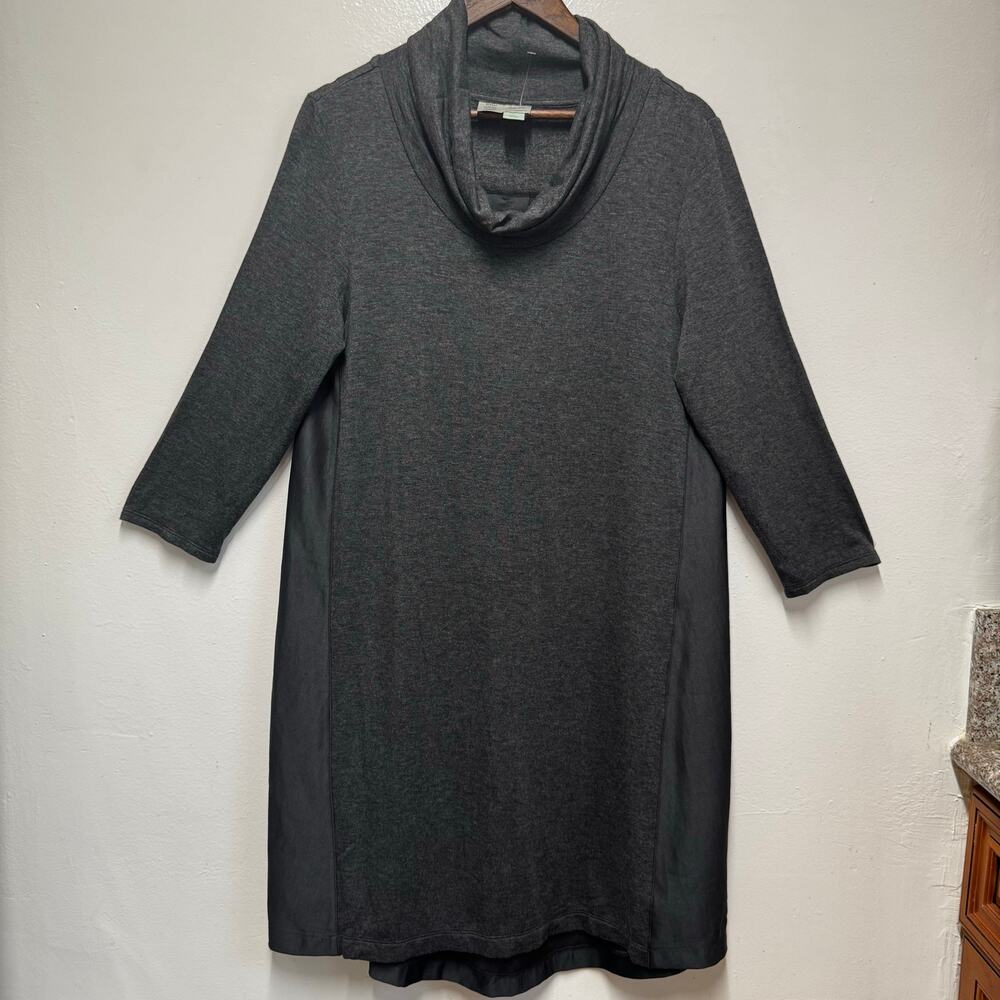 Anthropologie Saturday Sunday Cowl Neck Mixed Media Dress Gray Lagenlook Casual